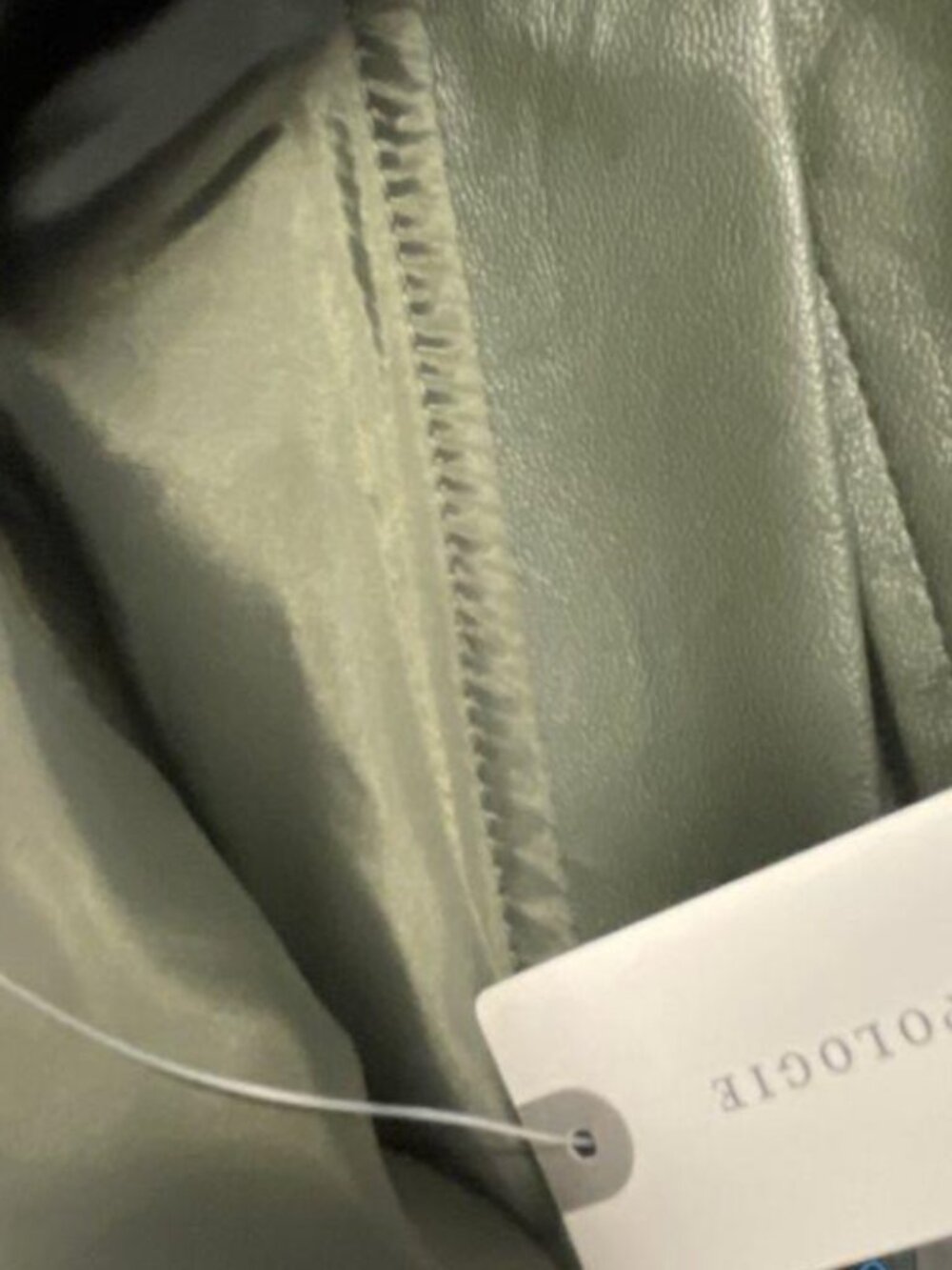 Anthropologie Eva Franco Olive Green Vegan Leather Cutout Midi Dress Size 8 - Picture 6 of 7
